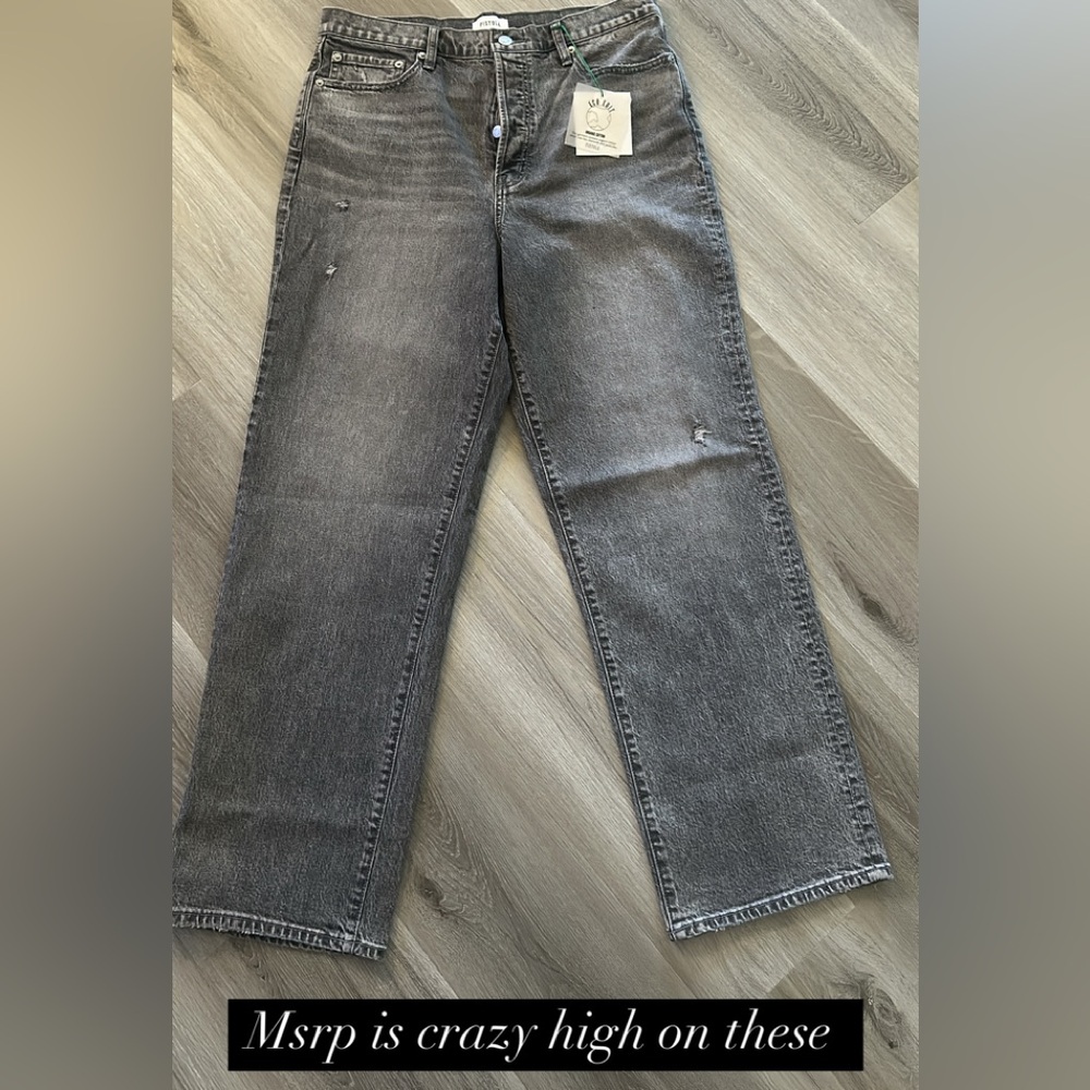 Pistola Gray Straight-Leg Jeans with Distressed Details